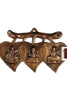 Laxmi,Ganesh,Saraswati Idol Wall Hanging In Copper (19 cm)