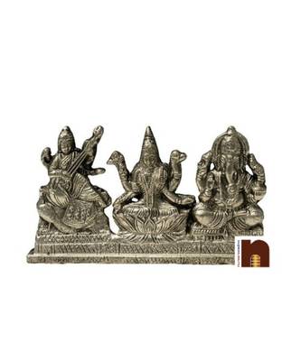 Shri Laxmi,Ganesh,Saraswati Ji Idol In Panchdhatu (7 cm)(1 Pc) 1