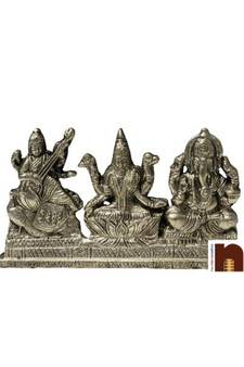 Shri Laxmi,Ganesh,Saraswati Ji Idol In Panchdhatu (7 cm)(1 Pc)