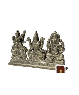 Shri Laxmi,Ganesh,Saraswati Ji Idol In Panchdhatu (7 cm)(1 Pc) 2