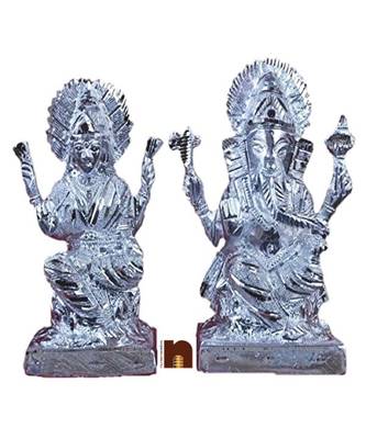 Shri Laxmi-Ganesh Ji Idol In White Metal (16 Cms) (1 Pc) 1