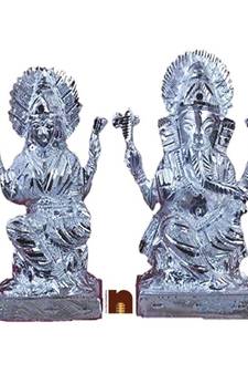 Shri Laxmi-Ganesh Ji Idol In White Metal (16 Cms) (1 Pc)