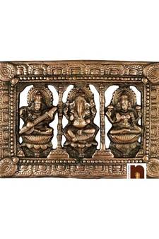  Saraswati Idol Wall Hanging In Copper (24 Cms)