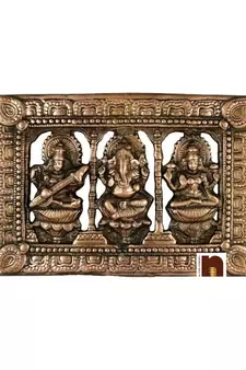  Saraswati Idol Wall Hanging In Copper (24 Cms)