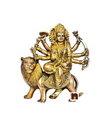 Goddess Durga Idol In Brass (20 Cms) (1 Pc) 1