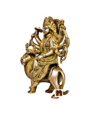 Goddess Durga Idol In Brass (20 Cms) (1 Pc) 2