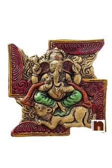 Lord Ganesha On Swastik Wall Hanging (15.5 Cms) (1 Pc)