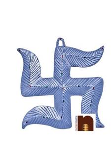 Swastik In White Metal Wall Hanging (25 Cms.) (1 Pc)