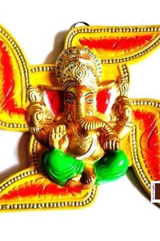 Lord Ganesha On Swastik Wall Hanging  (17 Cms) (1 Pc)