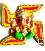 Lord Ganesha On Swastik Wall Hanging  (17 Cms) (1 Pc)