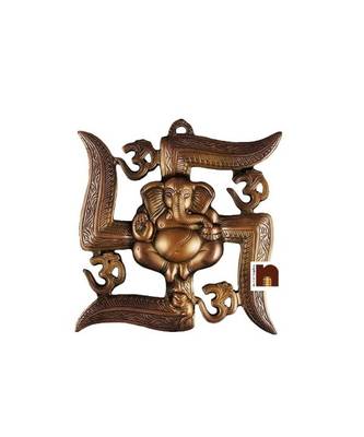 Swastik Om Lord Ganesha Wall Hanging In Copper (28 Cms) (1 Pc) 1