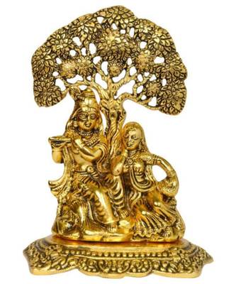 BRIJ HAAT Metal Radha Krishna Under kadam Tree Figurine for Home Office Decoration and Dcor Gift 17cm Gold 1