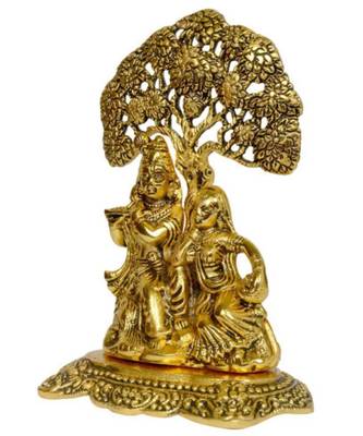 BRIJ HAAT Metal Radha Krishna Under kadam Tree Figurine for Home Office Decoration and Dcor Gift 17cm Gold 2