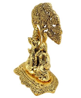 BRIJ HAAT Metal Radha Krishna Under kadam Tree Figurine for Home Office Decoration and Dcor Gift 17cm Gold 3