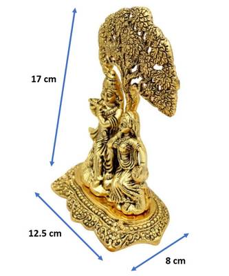 BRIJ HAAT Metal Radha Krishna Under kadam Tree Figurine for Home Office Decoration and Dcor Gift 17cm Gold 4