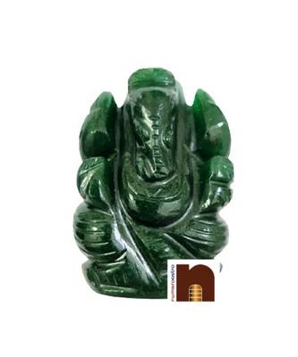 Original Margaj | Green Jade Stone Lord Ganesha | Ganpati Idol (80-90 Gms Approx) (1 Pc) 1