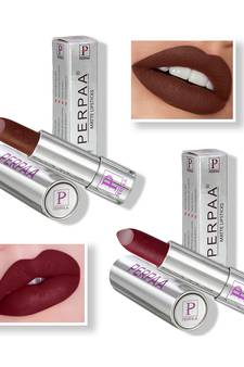 Lipstick  Long Enrich with Vitamin E   Non Drying  Creamy Matte Bullet Lipstick (Pack of 2  Brown  Maroon)
