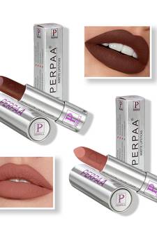Lipstick  Long Enrich with Vitamin E   Non Drying  Creamy Matte Bullet Lipstick (Pack of 2  Brown  Nude)