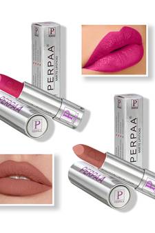 Lipstick  Long Enrich with Vitamin E   Non Drying  Creamy Matte Bullet Lipstick (Pack of 2  Pink  Nude)