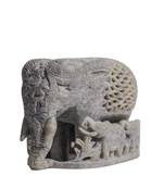 Exploring India Handicraft Soapstone Elephant Family Statue Showpiece(4.5 Inches, Set of 1)  