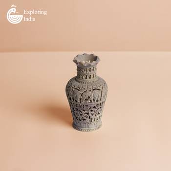 Exploring India Handicraft Flower Vases | Flower Pots With Hand Carving For Home Decorations (Set of 1) 1
