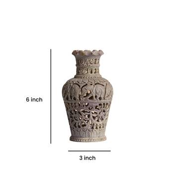 Exploring India Handicraft Flower Vases | Flower Pots With Hand Carving For Home Decorations (Set of 1) 2