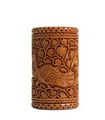 Handmade Cylindrical Wooden Flower Vases Carved Decorative Pots  (5 Inches