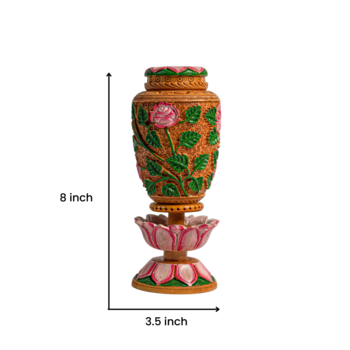 Handmade Wooden Flower Vases Carved Decorative Stand  (8 Inches Multicolor 3