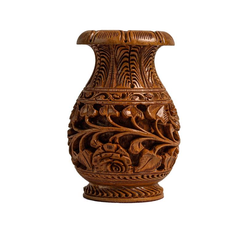 Exploring India Handicraft Wooden Flower Vase/Flower Pot For Office/Bedroom/Living Room/Interior Decor (Set of 1)