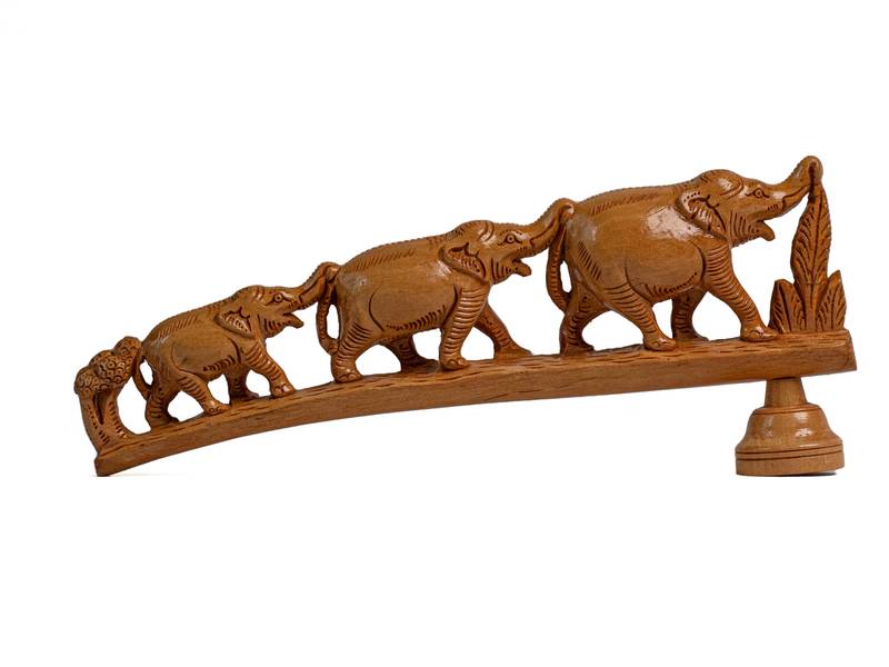 Wooden Elephant Family | 100% Natural Wood Carving Elephant Branch (1.5 Inches Brown