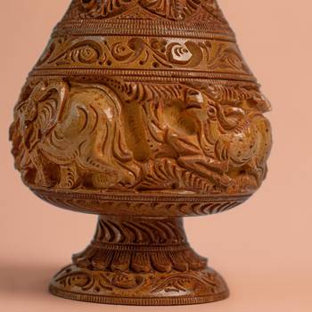 Wooden Flower Vases/Pots | Flower Vase With Hand Carving Elephant Statue Figurine /Living Room  (12 Inches Brown 4