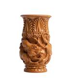 Wooden Flower Vase with Hand Carved Elephant Figurine Design | Flower Vases/Pots ation (5 Inches