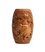 Wooden Flower Vase/Flower Pot | Latest Wooden Hand Craved Oval Shaped Design Flower Vase  Office Decor  (5 Inches Brown