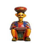 Wooden Bawla Musician Showpiece | Bawla Puppets (6 Inches Multicolor