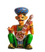 Wooden Bawla Musician With Sitara | Doll Toy Bawla Puppets Male Idol  (8 Inches Multicolor