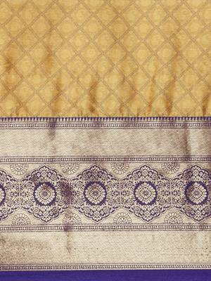 Yellow Woven Cotton Silk Saree With Blouse 3