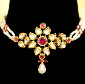 Ruby And Pearl Elegant Choker Necklace Set 2