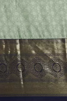 Light Olive Woven Cotton Silk Saree With Blouse