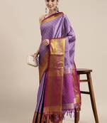 Lavender woven cotton silk saree with blouse