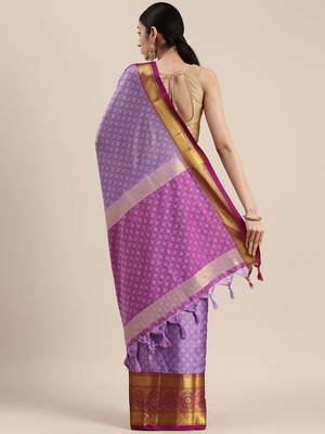 Lavender woven cotton silk saree with blouse 2