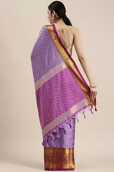 Lavender woven cotton silk saree with blouse
