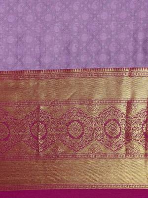 Lavender woven cotton silk saree with blouse 3