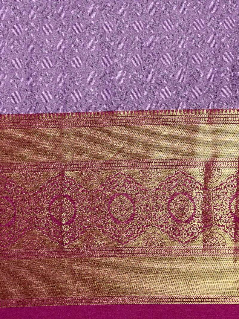 Lavender woven cotton silk saree with blouse