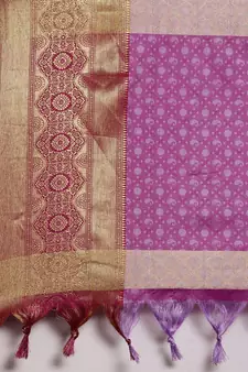Lavender woven cotton silk saree with blouse