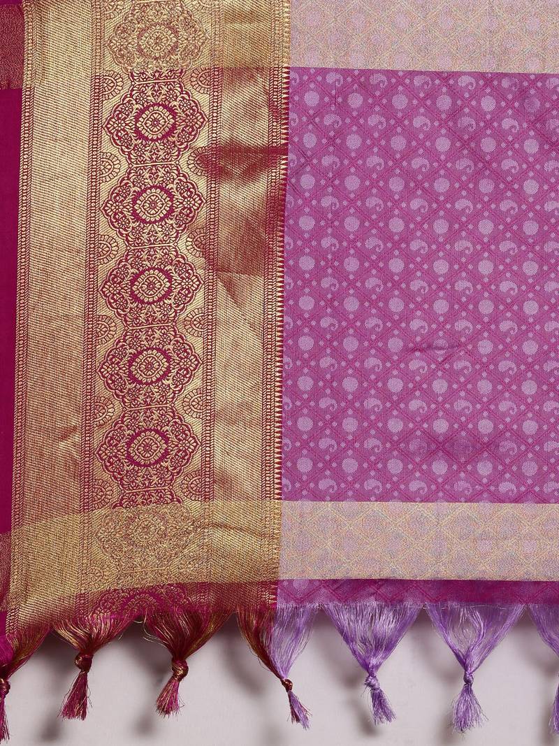 Lavender woven cotton silk saree with blouse