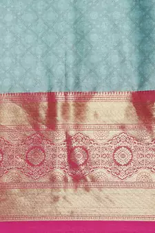 Sky Blue Woven Cotton Silk Saree With Blouse