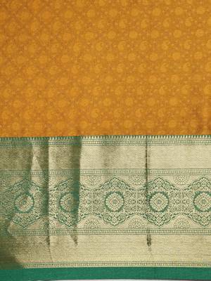 Mustard woven cotton silk saree with blouse 3