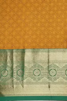 Mustard woven cotton silk saree with blouse