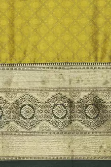 Olive Woven Cotton Silk Saree With Blouse