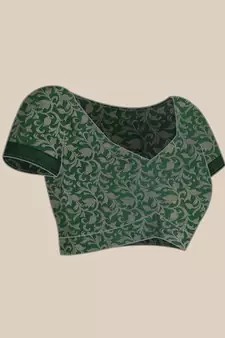 Olive Woven Cotton Silk Saree With Blouse